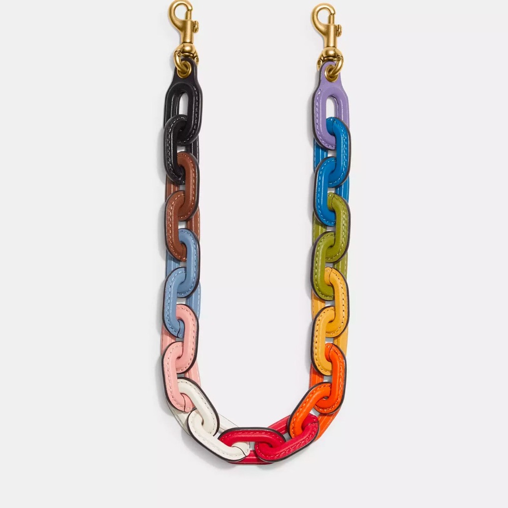 Coach Rainbow Leather Covered Short Chain Strap